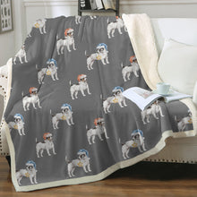 Load image into Gallery viewer, Watercolor Black White Russell Terriers Christmas Blanket - 8 Colors-Blanket-Bedding, Blankets, Christmas, Home Decor, Jack Russell Terrier-15