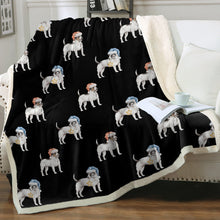 Load image into Gallery viewer, Watercolor Black White Russell Terriers Christmas Blanket - 8 Colors-Blanket-Bedding, Blankets, Christmas, Home Decor, Jack Russell Terrier-2