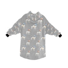 Load image into Gallery viewer, Watercolor Black White Russell Terriers Christmas Blanket Hoodie-Blanket-Apparel, Blanket Hoodie, Blankets, Dog Mom Gifts, Jack Russell Terrier-35