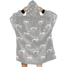 Load image into Gallery viewer, Watercolor Black White Russell Terriers Christmas Blanket Hoodie-Blanket-Apparel, Blanket Hoodie, Blankets, Dog Mom Gifts, Jack Russell Terrier-36