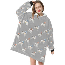 Load image into Gallery viewer, Watercolor Black White Russell Terriers Christmas Blanket Hoodie-Blanket-Apparel, Blanket Hoodie, Blankets, Dog Mom Gifts, Jack Russell Terrier-8