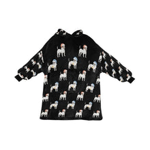 Load image into Gallery viewer, Watercolor Black White Russell Terriers Christmas Blanket Hoodie-Blanket-Apparel, Blanket Hoodie, Blankets, Dog Mom Gifts, Jack Russell Terrier-Midnight Black-ONE SIZE-10