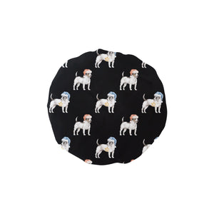 Watercolor Black White Russell Terriers Christmas Elastic Reusable Shower Caps-Accessories-Accessories, Christmas, Dog Mom Gifts, Jack Russell Terrier-Black-ONE SIZE-18