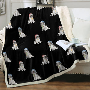 Watercolor Black White Springer Spaniels Christmas Blanket - 8 Colors-Blanket-Bedding, Blankets, Christmas, English Springer Spaniel, Home Decor-16