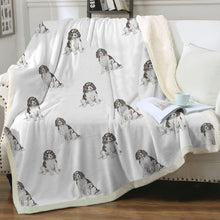 Load image into Gallery viewer, Watercolor Black White Springer Spaniels Fleece Blanket - 8 Colors-Blanket-Bedding, Blankets, English Springer Spaniel, Home Decor-22