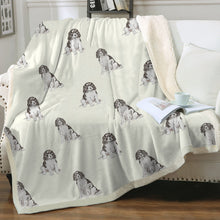 Load image into Gallery viewer, Watercolor Black White Springer Spaniels Fleece Blanket - 8 Colors-Blanket-Bedding, Blankets, English Springer Spaniel, Home Decor-8