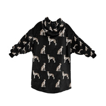 Load image into Gallery viewer, Watercolor Black White Whippets Blanket Hoodie-Blanket-Apparel, Blanket Hoodie, Blankets, Dog Mom Gifts, Greyhound, Whippet-11