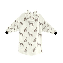 Load image into Gallery viewer, Watercolor Black White Whippets Blanket Hoodie-Blanket-Apparel, Blanket Hoodie, Blankets, Dog Mom Gifts, Greyhound, Whippet-14