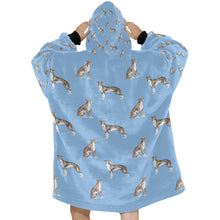 Load image into Gallery viewer, Watercolor Black White Whippets Blanket Hoodie-Blanket-Apparel, Blanket Hoodie, Blankets, Dog Mom Gifts, Greyhound, Whippet-24