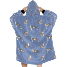 Load image into Gallery viewer, Watercolor Black White Whippets Blanket Hoodie-Blanket-Apparel, Blanket Hoodie, Blankets, Dog Mom Gifts, Greyhound, Whippet-27