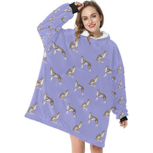 Load image into Gallery viewer, Watercolor Black White Whippets Blanket Hoodie-Blanket-Apparel, Blanket Hoodie, Blankets, Dog Mom Gifts, Greyhound, Whippet-7