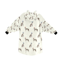 Load image into Gallery viewer, Watercolor Black White Whippets Christmas Blanket Hoodie-Blanket-Apparel, Blanket Hoodie, Blankets, Dog Mom Gifts, Greyhound, Whippet-14