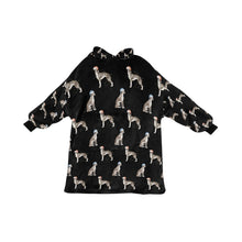 Load image into Gallery viewer, Watercolor Black White Whippets Christmas Blanket Hoodie-Blanket-Apparel, Blanket Hoodie, Blankets, Dog Mom Gifts, Greyhound, Whippet-Midnight Black-ONE SIZE-10