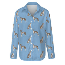 Load image into Gallery viewer, Watercolor Black White Whippets Women's Shirt-Apparel-Apparel, Dog Mom Gifts, Greyhound, Shirt, Whippet-Sky Blue-S-23