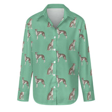 Load image into Gallery viewer, Watercolor Black White Whippets Women's Shirt-Apparel-Apparel, Dog Mom Gifts, Greyhound, Shirt, Whippet-Mint Green-S-29