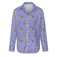 Load image into Gallery viewer, Watercolor Black White Whippets Women's Shirt-Apparel-Apparel, Dog Mom Gifts, Greyhound, Shirt, Whippet-Lavender Purple-S-32