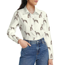 Load image into Gallery viewer, Watercolor Black White Whippets Women's Shirt-Apparel-Apparel, Dog Mom Gifts, Greyhound, Shirt, Whippet-39