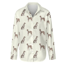 Load image into Gallery viewer, Watercolor Black White Whippets Women&#39;s Shirt-Apparel-Apparel, Dog Mom Gifts, Greyhound, Shirt, Whippet-Ivory White-S-14