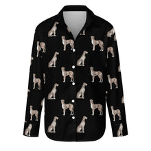 Load image into Gallery viewer, Watercolor Black White Whippets Women&#39;s Shirt-Apparel-Apparel, Dog Mom Gifts, Greyhound, Shirt, Whippet-Midnight Black-S-11