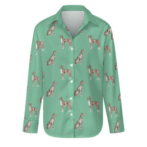 Watercolor Black White Whippets Women's Shirt-Apparel-Apparel, Dog Mom Gifts, Greyhound, Shirt, Whippet-Mint Green-S-29