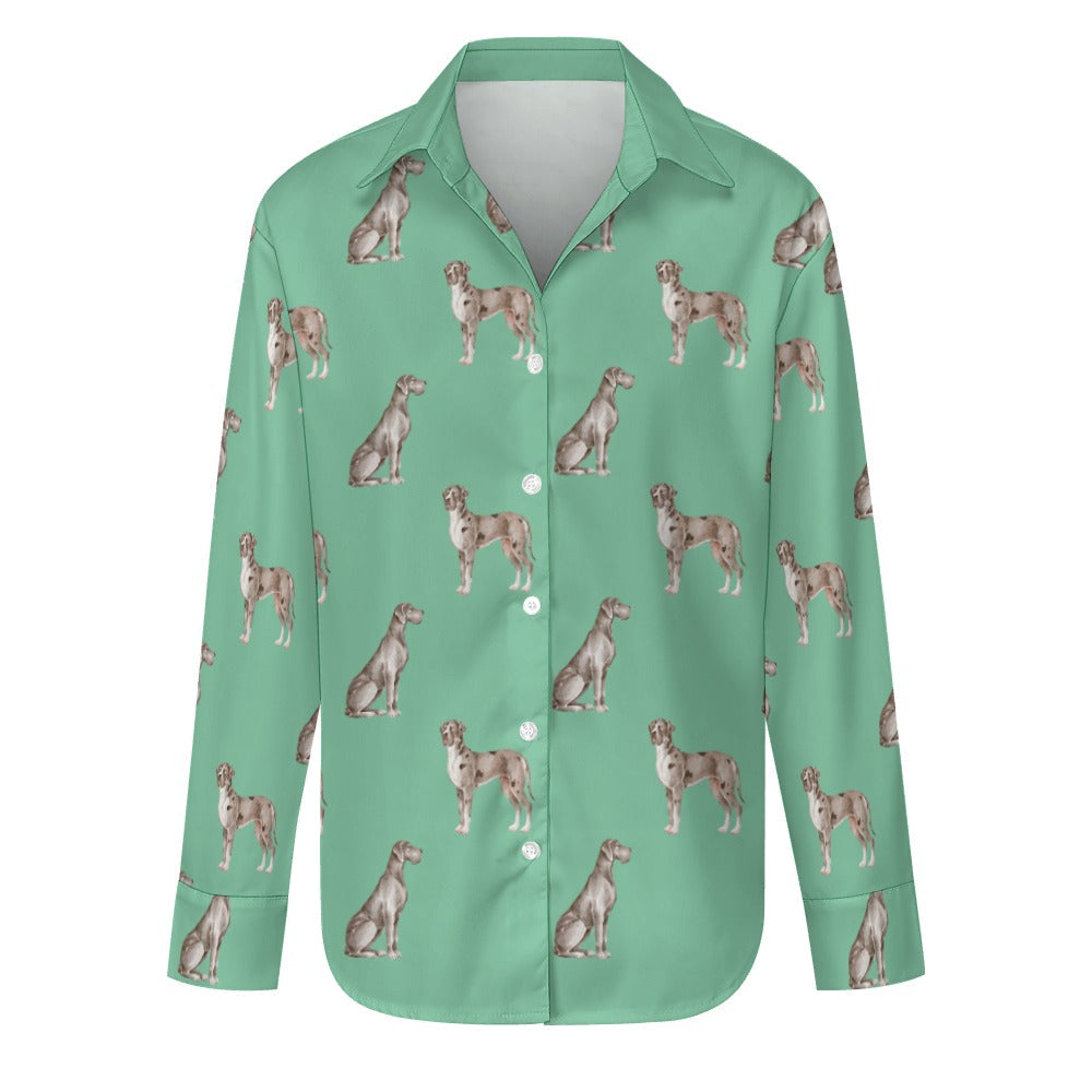 Watercolor Black White Whippets Women's Shirt-Apparel-Apparel, Dog Mom Gifts, Greyhound, Shirt, Whippet-Mint Green-S-29