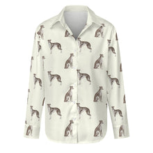 Load image into Gallery viewer, Watercolor Black White Whippets Women's Shirt-Apparel-Apparel, Dog Mom Gifts, Greyhound, Shirt, Whippet-Ivory White-S-13
