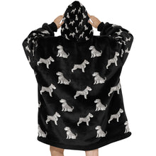 Load image into Gallery viewer, Watercolor Black/Silver Schnauzers Blanket Hoodie-Blanket-Apparel, Blanket Hoodie, Blankets, Dog Mom Gifts, Schnauzer-10