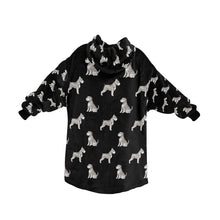 Load image into Gallery viewer, Watercolor Black/Silver Schnauzers Blanket Hoodie-Blanket-Apparel, Blanket Hoodie, Blankets, Dog Mom Gifts, Schnauzer-9