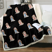 Load image into Gallery viewer, Watercolor Blenheim King Charles Spaniels Christmas Blanket - 8 Colors-Blanket-Bedding, Blankets, Cavalier King Charles Spaniel, Christmas, Home Decor-7