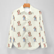 Watercolor Blenheim King Charles Spaniels Christmas Women's Shirt-Apparel-Apparel, Cavalier King Charles Spaniel, Christmas, Dog Mom Gifts, Shirt-13