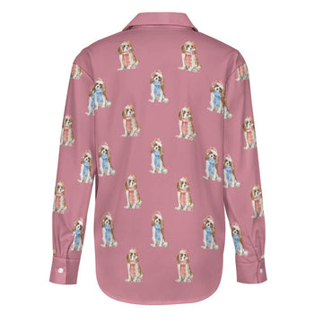 Watercolor Blenheim King Charles Spaniels Christmas Women's Shirt-Apparel-Apparel, Cavalier King Charles Spaniel, Christmas, Dog Mom Gifts, Shirt-21