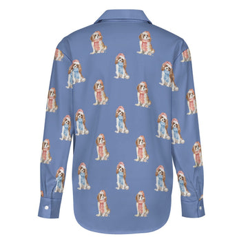 Watercolor Blenheim King Charles Spaniels Christmas Women's Shirt-Apparel-Apparel, Cavalier King Charles Spaniel, Christmas, Dog Mom Gifts, Shirt-27