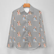 Watercolor Blenheim King Charles Spaniels Christmas Women's Shirt-Apparel-Apparel, Cavalier King Charles Spaniel, Christmas, Dog Mom Gifts, Shirt-34