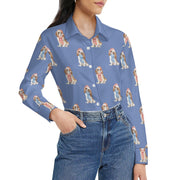 Watercolor Blenheim King Charles Spaniels Christmas Women's Shirt-Apparel-Apparel, Cavalier King Charles Spaniel, Christmas, Dog Mom Gifts, Shirt-43