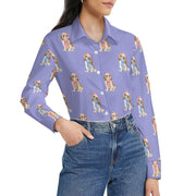 Watercolor Blenheim King Charles Spaniels Christmas Women's Shirt-Apparel-Apparel, Cavalier King Charles Spaniel, Christmas, Dog Mom Gifts, Shirt-45