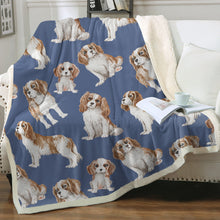 Load image into Gallery viewer, Watercolor Blenheim King Charles Spaniels Fleece Blanket - 8 Colors-Blanket-Bedding, Blankets, Cavalier King Charles Spaniel, Home Decor-9