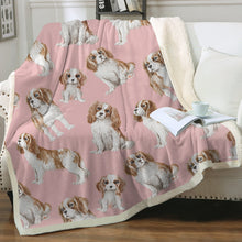 Load image into Gallery viewer, Watercolor Blenheim King Charles Spaniels Fleece Blanket - 8 Colors-Blanket-Bedding, Blankets, Cavalier King Charles Spaniel, Home Decor-13