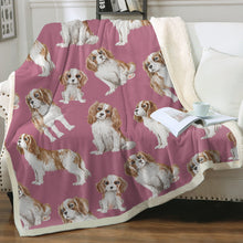 Load image into Gallery viewer, Watercolor Blenheim King Charles Spaniels Fleece Blanket - 8 Colors-Blanket-Bedding, Blankets, Cavalier King Charles Spaniel, Home Decor-10