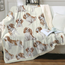 Load image into Gallery viewer, Watercolor Blenheim King Charles Spaniels Fleece Blanket - 8 Colors-Blanket-Bedding, Blankets, Cavalier King Charles Spaniel, Home Decor-8