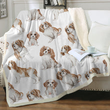 Load image into Gallery viewer, Watercolor Blenheim King Charles Spaniels Fleece Blanket - 8 Colors-Blanket-Bedding, Blankets, Cavalier King Charles Spaniel, Home Decor-14