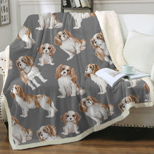 Load image into Gallery viewer, Watercolor Blenheim King Charles Spaniels Fleece Blanket - 8 Colors-Blanket-Bedding, Blankets, Cavalier King Charles Spaniel, Home Decor-11