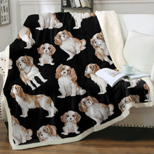 Load image into Gallery viewer, Watercolor Blenheim King Charles Spaniels Fleece Blanket - 8 Colors-Blanket-Bedding, Blankets, Cavalier King Charles Spaniel, Home Decor-7