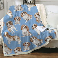 Load image into Gallery viewer, Watercolor Blenheim King Charles Spaniels Fleece Blanket - 8 Colors-Blanket-Bedding, Blankets, Cavalier King Charles Spaniel, Home Decor-20