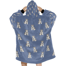 Load image into Gallery viewer, Watercolor Bliss Blue Schnauzer Blanket Hoodie-Blanket-Apparel, Blanket Hoodie, Blankets, Dog Mom Gifts, Schnauzer-21