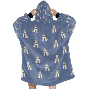 Watercolor Bliss Blue Schnauzer Blanket Hoodie-Blanket-Apparel, Blanket Hoodie, Blankets, Dog Mom Gifts, Schnauzer-21