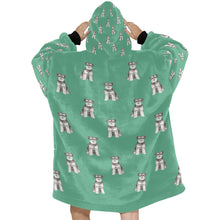 Load image into Gallery viewer, Watercolor Bliss Blue Schnauzer Blanket Hoodie-Blanket-Apparel, Blanket Hoodie, Blankets, Dog Mom Gifts, Schnauzer-24