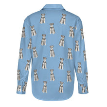 Load image into Gallery viewer, Watercolor Bliss Blue Schnauzer Women&#39;s Shirt-Apparel-Apparel, Dog Mom Gifts, Schnauzer, Shirt-24