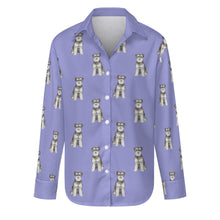 Load image into Gallery viewer, Watercolor Bliss Blue Schnauzer Women&#39;s Shirt-Apparel-Apparel, Dog Mom Gifts, Schnauzer, Shirt-S-Lavender Purple-32