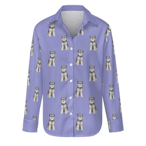 Watercolor Bliss Blue Schnauzer Women's Shirt-Apparel-Apparel, Dog Mom Gifts, Schnauzer, Shirt-S-Lavender Purple-32