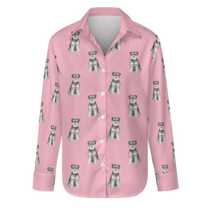 Watercolor Bliss Blue Schnauzer Women's Shirt-Apparel-Apparel, Dog Mom Gifts, Schnauzer, Shirt-S-Light Pink-17